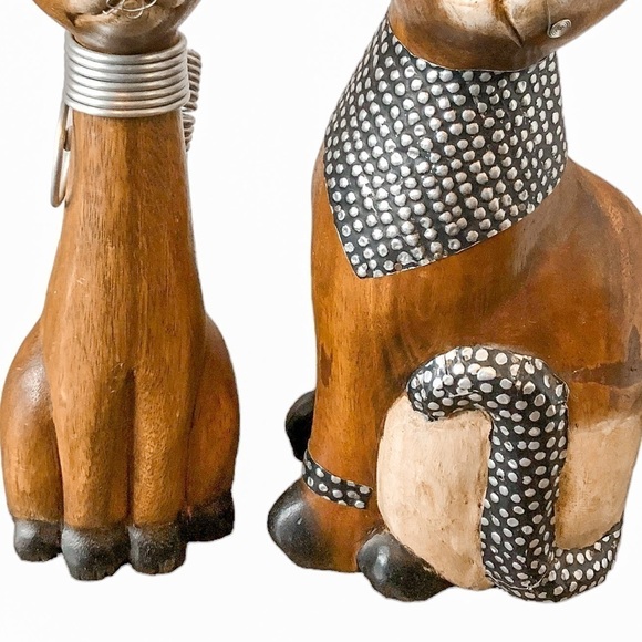 Wood Carved Cats with Metal Accents - Picture 8 of 9